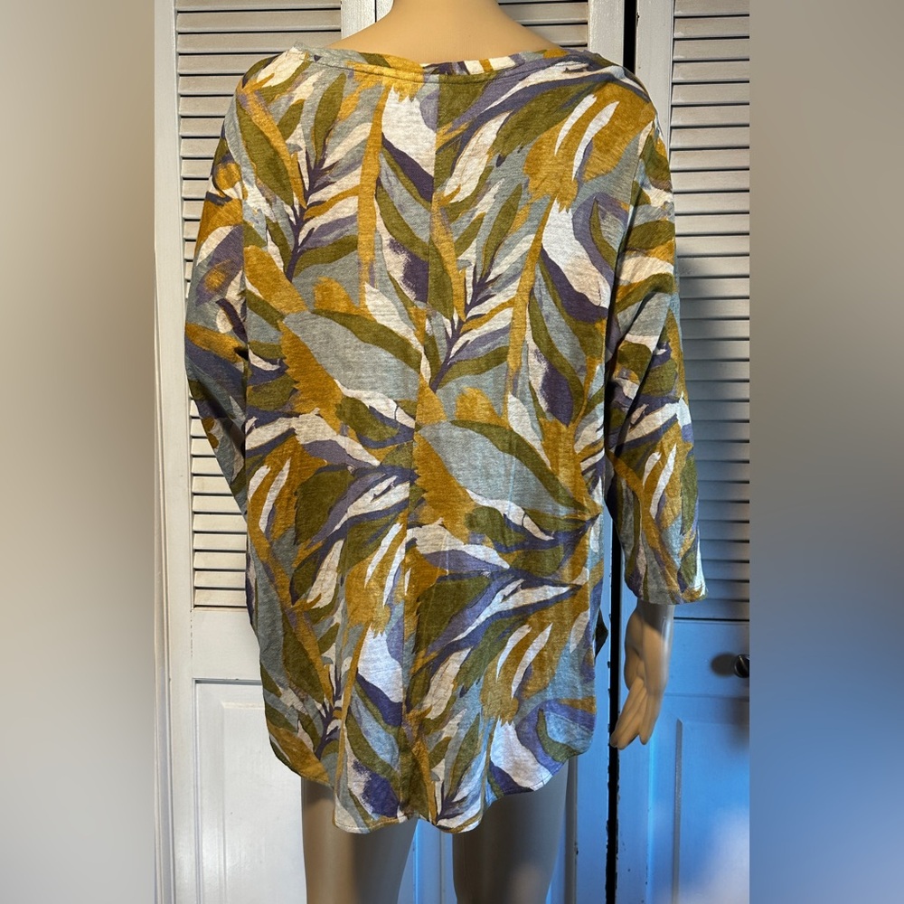 Rachel Zoe Tropical Linen Tunic Top 3/4 Sleeve Women’s 1X - Picture 2 of 4